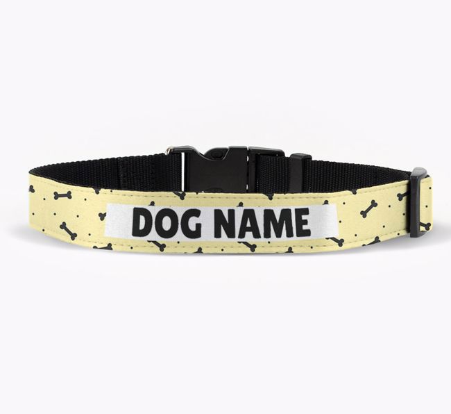 Personalised Fabric Collar with Bone Pattern for your {breedFullName}